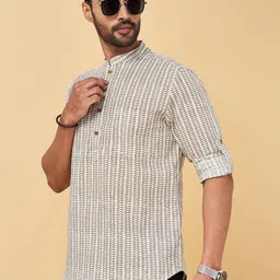 indus route by Pantaloons Abstract Printed Mandarin Collar Straight Kurta image 3