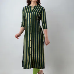 PARIKSHIT Mandarin Collar Three Quarter Sleeves Striped Kurta image 3