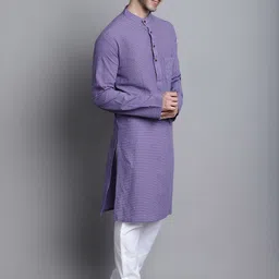 Aarsha Striped Band Collar Cotton Regular Kurta image 2