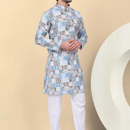 KRAFT INDIA Men Printed Thread Work Kurta image 3