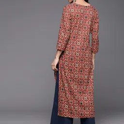 KALINI Ethnic Motifs Printed Cotton Sequinned Kurta image 3