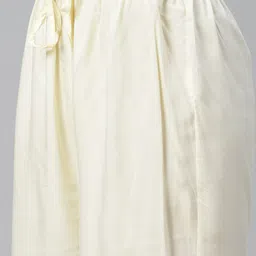 Sringam Women Cream-Coloured Solid Kurta with Palazzos & Dupatta image 3