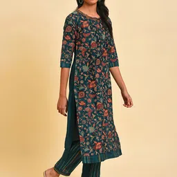 W Floral Printed Sequins Straight Kurta image 2