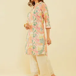 Soch Mandarin Collar Three Quarter Sleeves Printed A-Line Kurta image 5