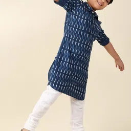 Fabindia Boys Abstract Printed Shirt Collar Cotton Kurta image 5