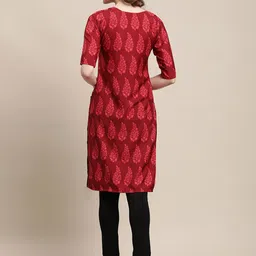 7threads KALINI Women Maroon Ethnic Motifs Printed Crepe Kurta image 3