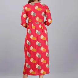 DORIYA Women Pink Ethnic Motifs Printed Thread Work Block Print Kurta image 4