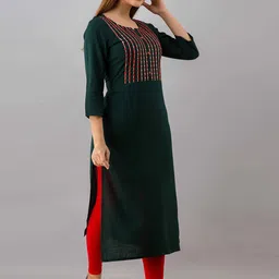 FASHION DEPTH Women Geometric Yoke Design Mirror Work Indie Prints Kurta image 4