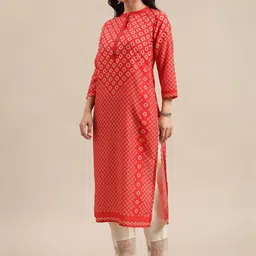 Varanga Geometric Printed Thread Work Straight Kurta image 4