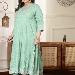 Little More By Stylum Plus Size Ethnic Printed Thread Work Anarkali Kurta image 5