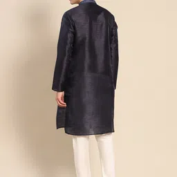 Amodh by Kisah Mandarin Collar Art Silk Regular Kurta image 4