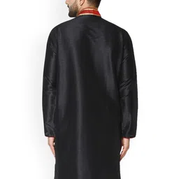 Enciger Geometric Yoke Design Mandarin Collar Dupion Silk Kurta image 5