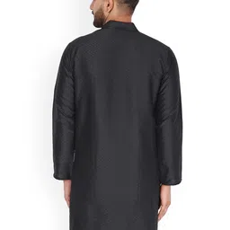 Enciger Ethnic Motifs Woven Design Mandarin Collar Dupion Silk Straight Kurta image 2