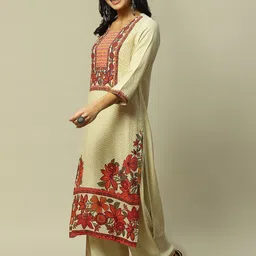 Rangriti Geometric Printed Round Neck Straight Kurta image 4