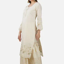 BCZ Style Women Floral Printed Gotta Patti Pure Cotton Kurta With Sharara & Dupatta image 4