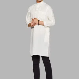 ROYAL KURTA Men Cream-Colored Solid Cotton Kurta image 3