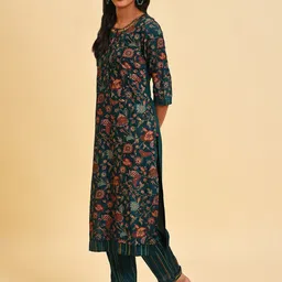 W Floral Printed Sequins Straight Kurta image 5