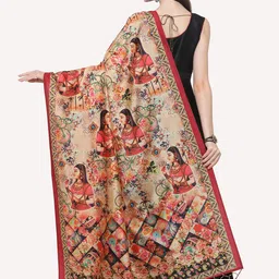 Kaizen TEXO FAB Red & Blue Ethnic Motifs Printed Dupatta image 3