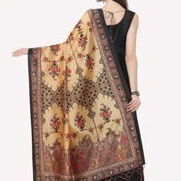 Kaizen TEXO FAB Maroon & Yellow Ethnic Motifs Printed Dupatta image 4