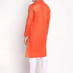 DEVOILER Men Orange Self Design Cotton Kurta image 4