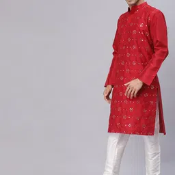 NEUDIS Men Ethnic Motifs Embroidered Mirror Work Indie Prints Kurta image 3