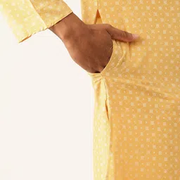 Armaan Ethnic Block Printed Mandarin Collar Cotton Linen Straight Kurta image 5