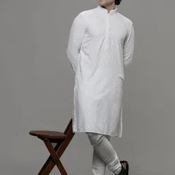 MAAHI FABS Geometric Embroidered Sequinned Cotton Kurta image 4