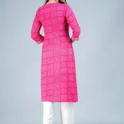 SARAI CREATIONS Pink Zari and Thread Emboridered Bandhani Printed Straight Kurta image 3