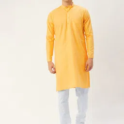 Jompers Men Yellow Solid Kurta image 3