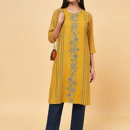 RANGMANCH BY PANTALOONS Ethnic Motifs Printed Straight Kurta image 4
