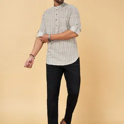 indus route by Pantaloons Abstract Printed Mandarin Collar Straight Kurta image 5