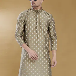 DIVISIVE Geometric Printed Band Collar Long Sleeves Regular Straight Kurta image 5