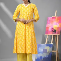 Charukriti Ethnic Motifs Printed Cotton A-Line Kurta image 4