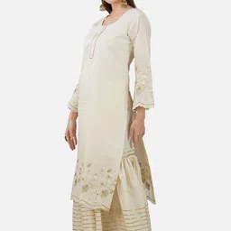 BCZ Style Floral Embroidered Pure Cotton Kurta with Sharara & Dupatta image 5
