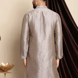 Anouk Ethnic Motifs Woven Design Band Collar Silk Cotton Regular Kurta image 4