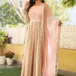 Rangeelo Ethnic motifs Printed Silk Ethnic Dress With Dupatta image 5