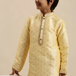 here&now x sanwara Sanwara Boys Beige Geometric Kurta-picture-36