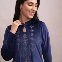 Vishudh Floral Yoke Design Keyhole Neck Kurta image 1