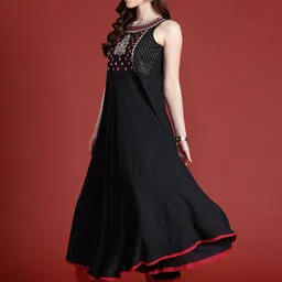 Anouk Embroidered Yoke Mirror Work Kurta with Trousers & Dupatta-picture-36