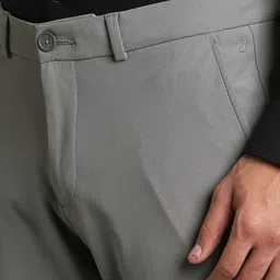 louis philippe ath.work Men Comfort Fit Grey Polyester Trousers image 5