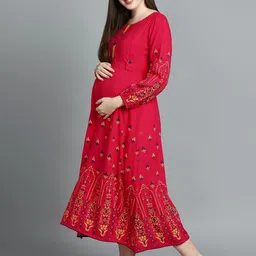 True Shape Ethnic Motif Printed Maternity Anarkali Kurta image 5