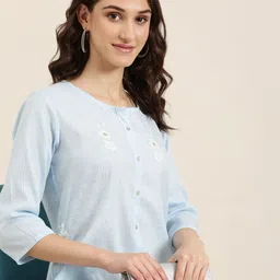 SHOWOFF Thread Work Straight Kurta-picture-15