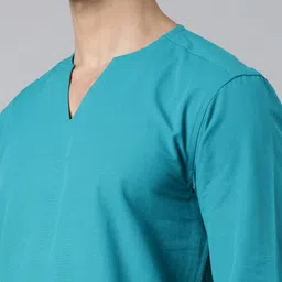 Kryptic Men Notch Neck Curved Above Knee Pure Cotton Kurta image 5