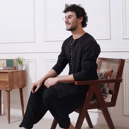 MIDAV Mandarin Collar Cotton Straight Kurta image 3