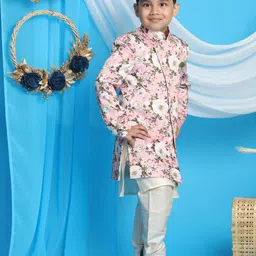 VASTRAMAY Boys Pink Printed Sherwani image 5
