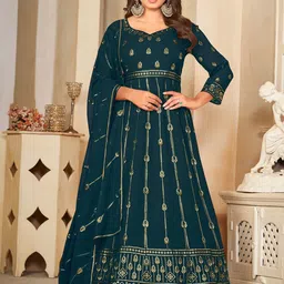 Warthy Ent Embroidered Semi-Stitched Dress Material-picture-28