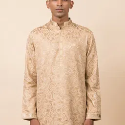 Tasva Men Beige Paisley Embroidered Kurta With Churidar image 4