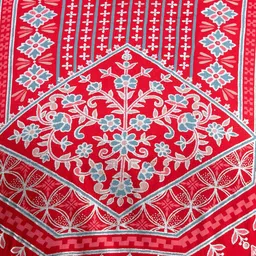 NAYRAH Women Red Ethnic Motifs Printed Pleated Kurta with Trousers & With Dupatta image 3