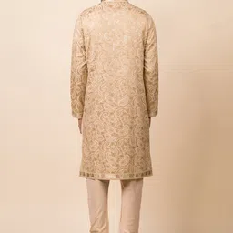 Tasva Men Beige Paisley Embroidered Kurta With Churidar image 3