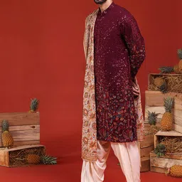 KALPRAAG Kush Floral Embroidered Mandarin Collar Kurta with Patiala & Dupatta image 4